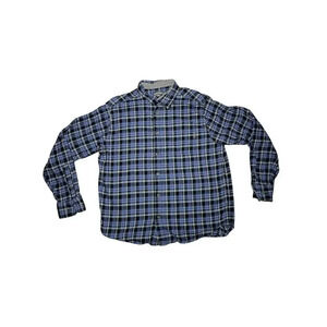 Eddie Bauer Men's XL Blue Plaid Flannel Long Sleeve Shirt Casual